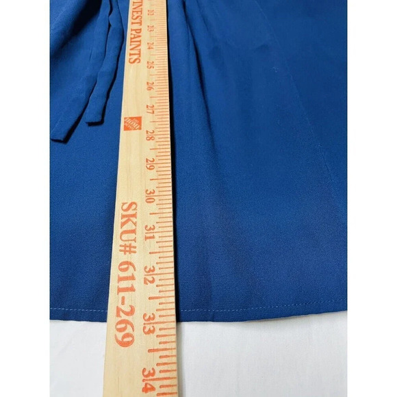 THML Anthropology Dress S Embroidered Geometric Design Blue Tie Waist Sleeveless - Picture 9 of 10